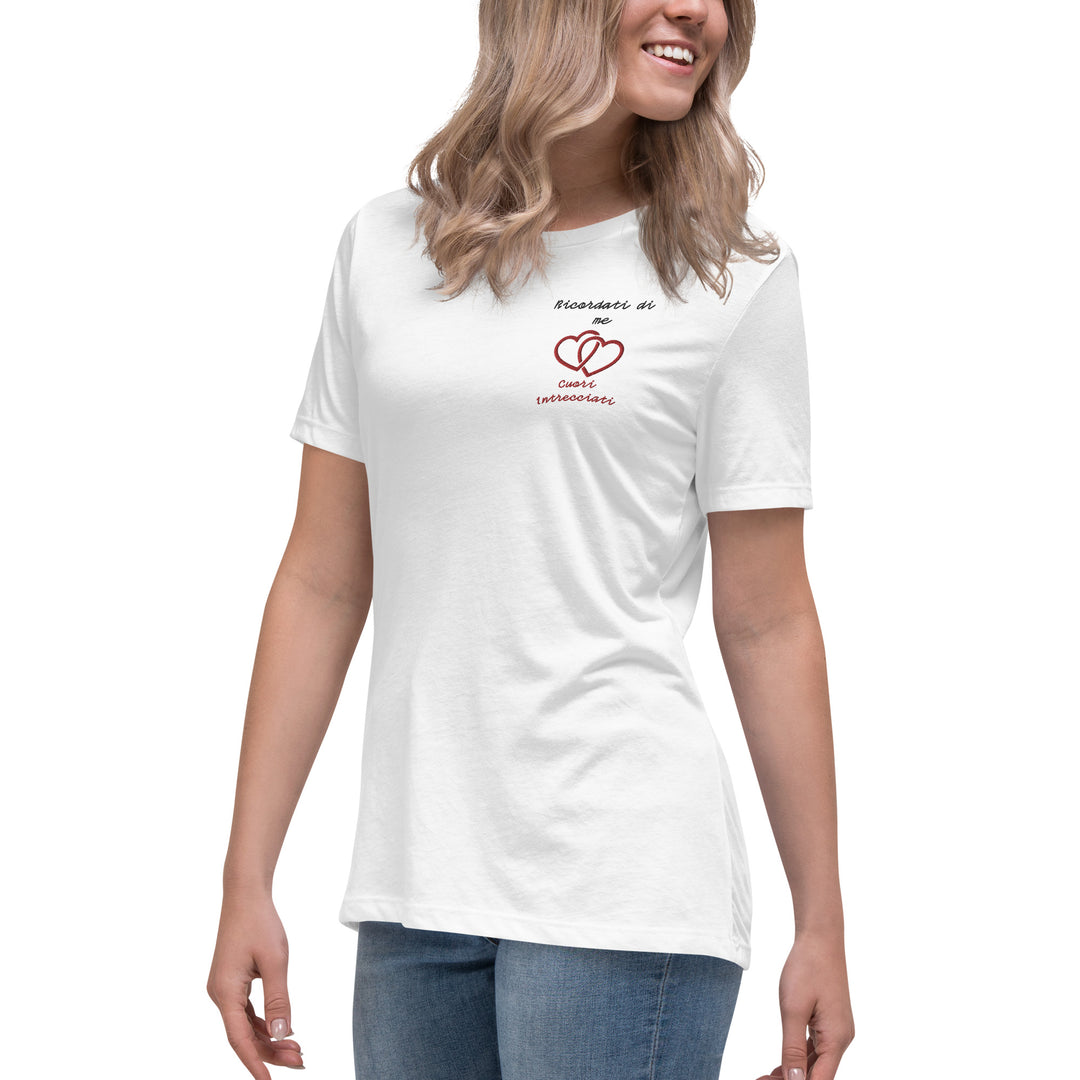 T-shirt Ricamata Donna Ricordati di me Cuori Intrecciati - Gufetto Brand 