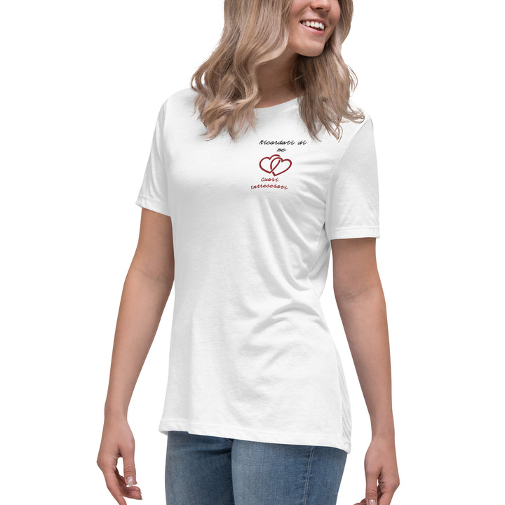 T-shirt Ricamata Donna Ricordati di me Cuori Intrecciati - Gufetto Brand 