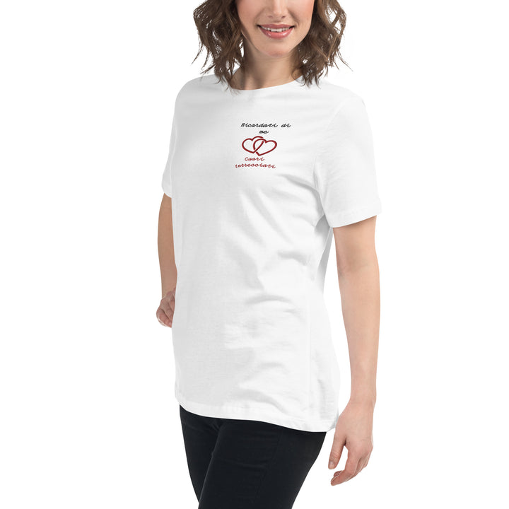 T-shirt Ricamata Donna Ricordati di me Cuori Intrecciati - Gufetto Brand 