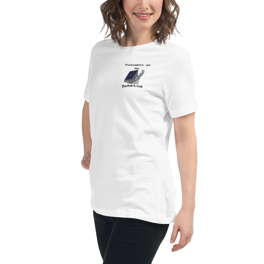 T-shirt Ricamata Donna Ricordati di Me Libro e Penna - Gufetto Brand 