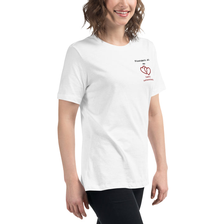 T-shirt Ricamata Donna Ricordati di me Cuori Intrecciati - Gufetto Brand 