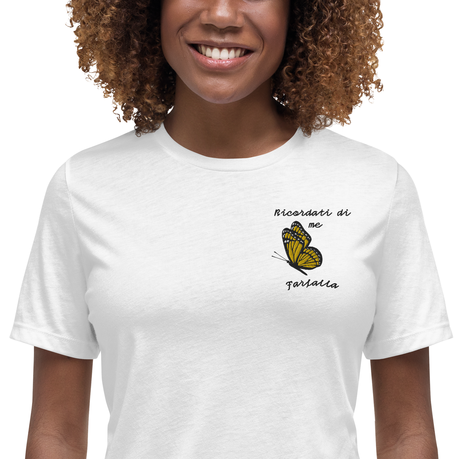 T-shirt Ricamata Donna Ricordati di Me Farfalla - Gufetto Brand 