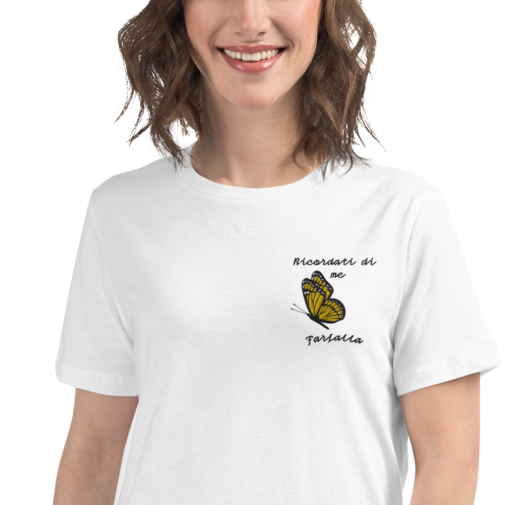 T-shirt Ricamata Donna Ricordati di Me Farfalla - Gufetto Brand 