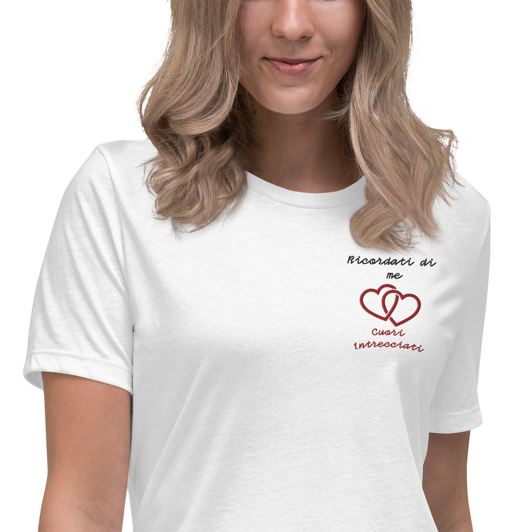 T-shirt Ricamata Donna Ricordati di me Cuori Intrecciati - Gufetto Brand 