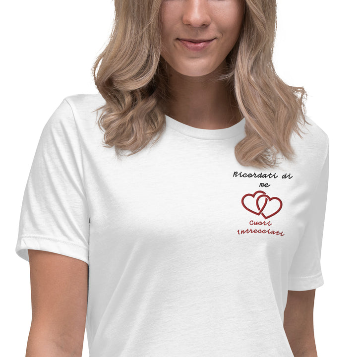 T-shirt Ricamata Donna Ricordati di me Cuori Intrecciati - Gufetto Brand 