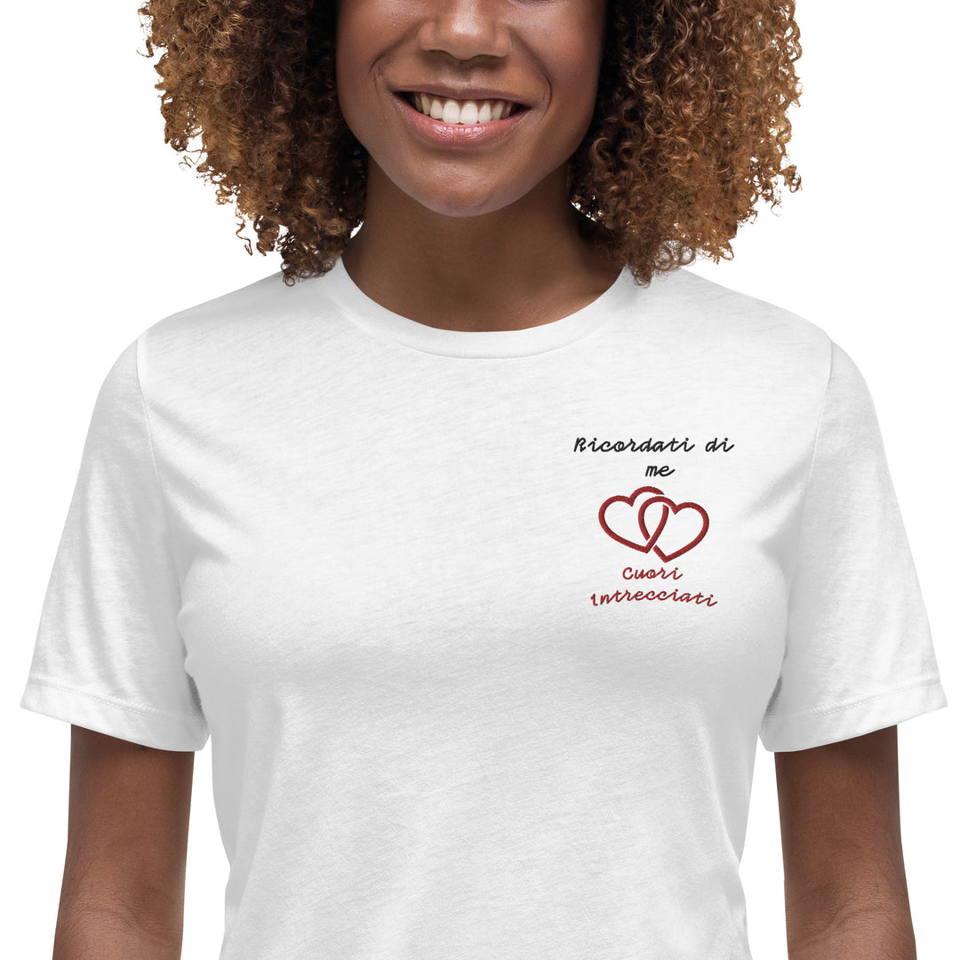 T-shirt Ricamata Donna Ricordati di me Cuori Intrecciati - Gufetto Brand 