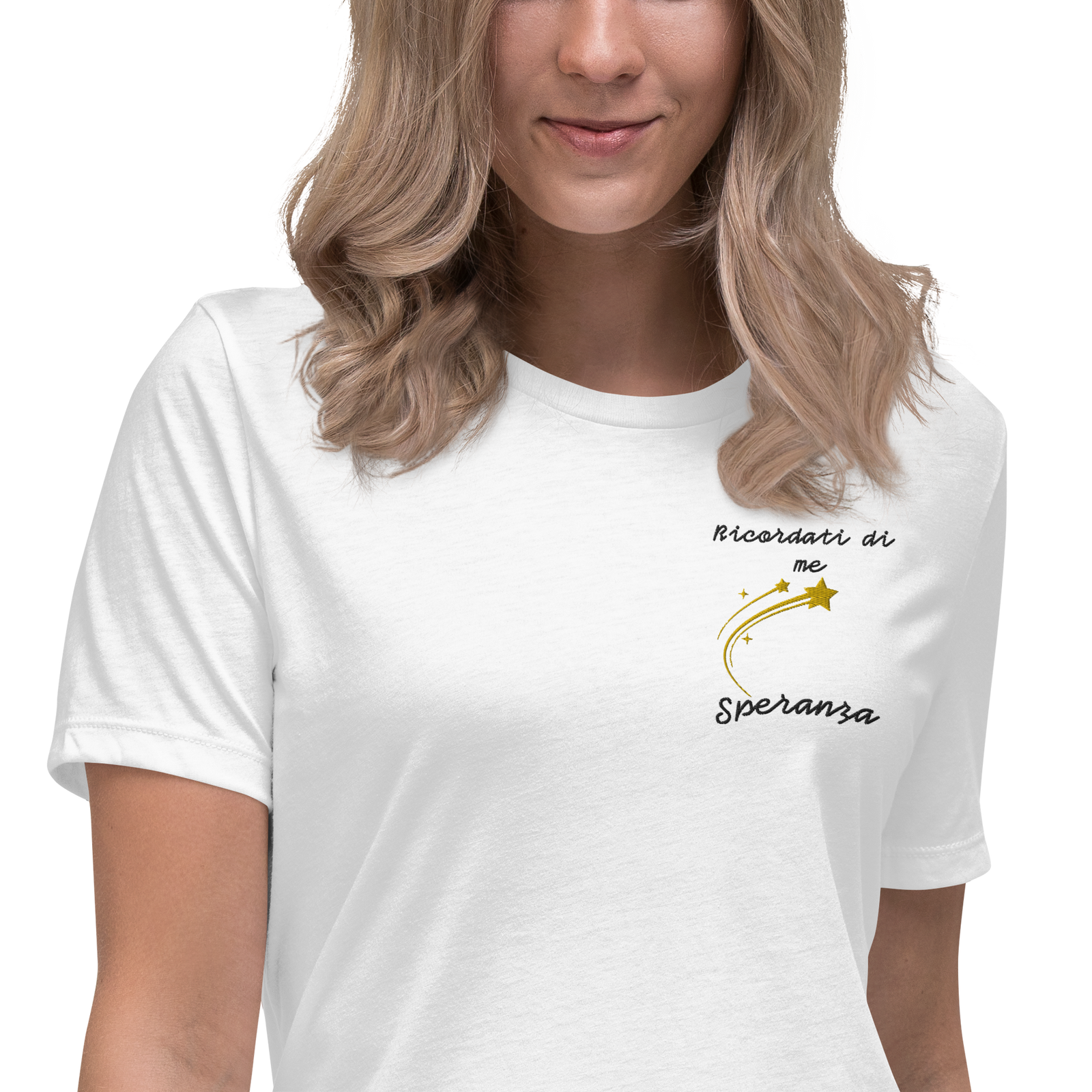 T-shirt Ricamata Donna Ricordati di Me Stella - Gufetto Brand 