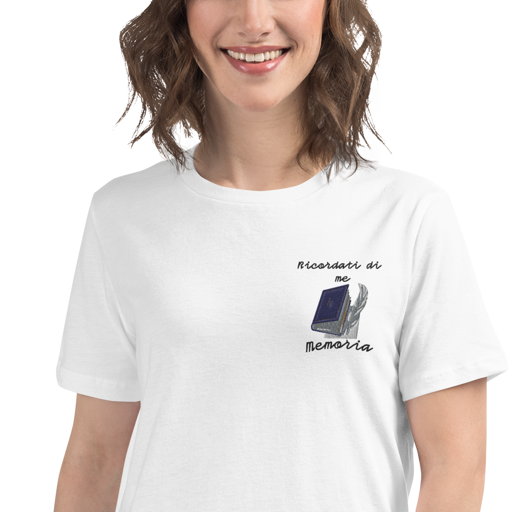 T-shirt Ricamata Donna Ricordati di Me Libro e Penna - Gufetto Brand 