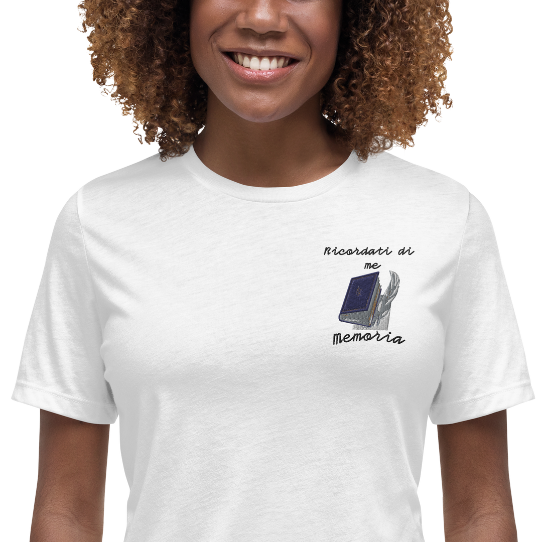 T-shirt Ricamata Donna Ricordati di Me Libro e Penna - Gufetto Brand 