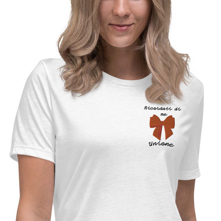 T-shirt Ricamata Donna Ricordati di Me Fiocco - Gufetto Brand 