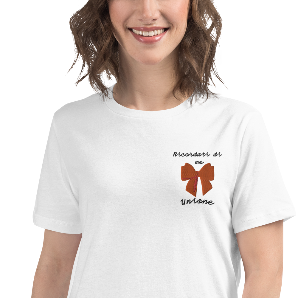 T-shirt Ricamata Donna Ricordati di Me Fiocco - Gufetto Brand 
