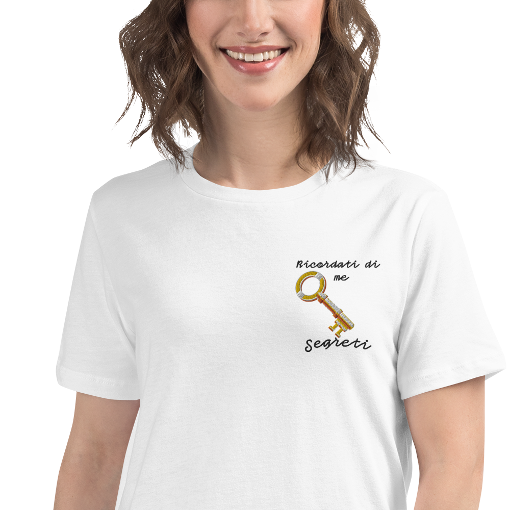 T-shirt Ricamata Donna Ricordati di Me Chiave - Gufetto Brand 