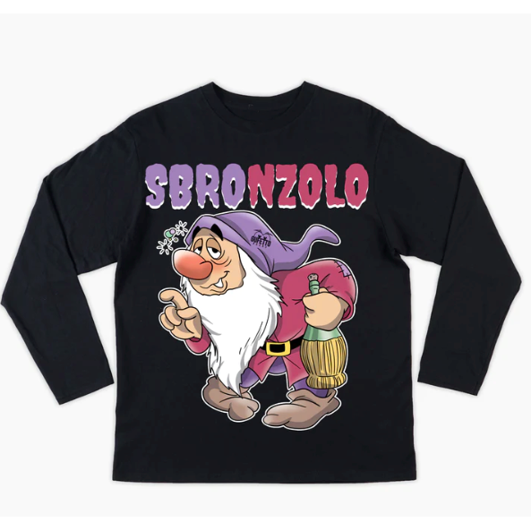 T-shirt Nera Uomo Sbronzolo manica lunga Outlet - Gufetto Brand 