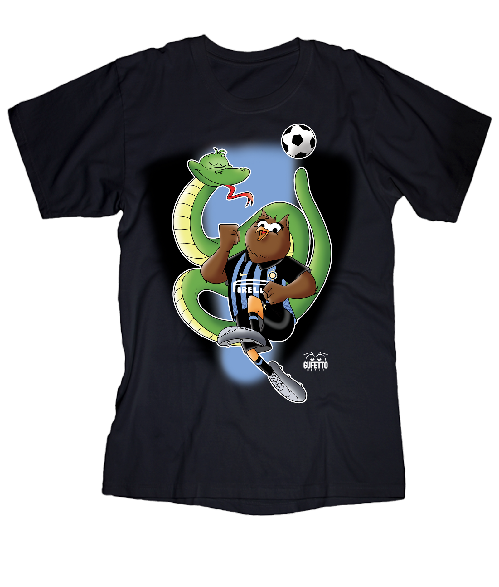 T-shirt Donna Soccer Gufetto NeroBlu - Gufetto Brand 