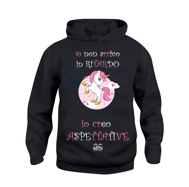 Felpa donna Unicorn Non arrivo in ritardo - Gufetto Brand 