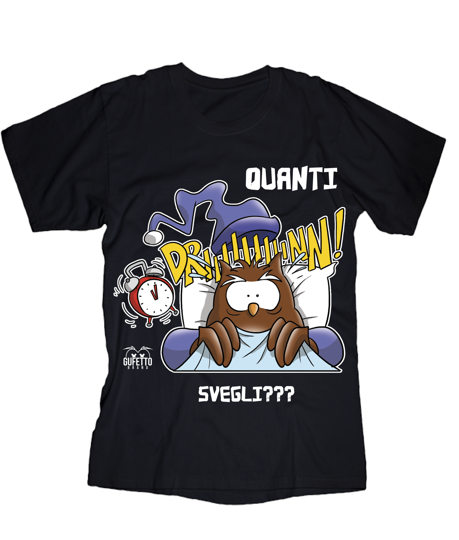 T-shirt Uomo Quanti Svegli???? - Gufetto Brand 
