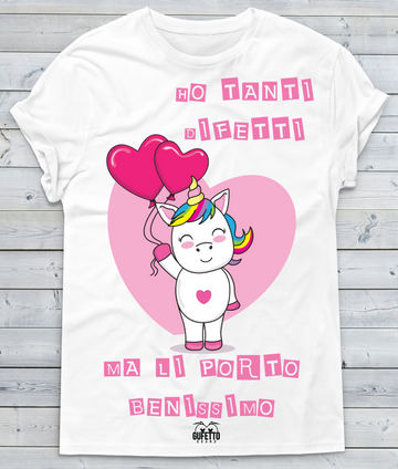 T-shirt Donna Ho tanti Difetti Unicorn