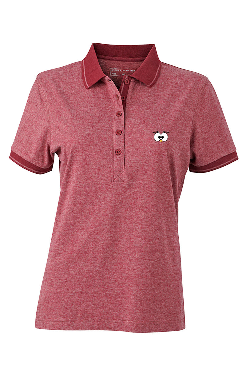 Polo Donna Rossa Occhi ( logo ricamato ) - Gufetto Brand 