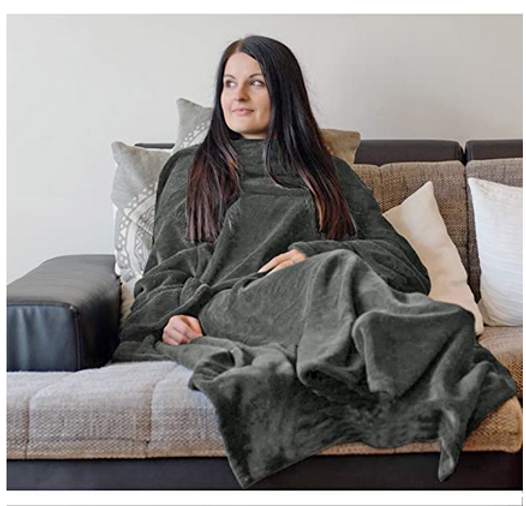 Coperta con maniche donna Grigio Scuro - Gufetto Brand 