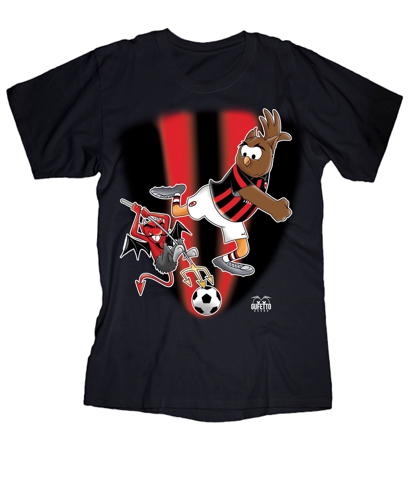 T-shirt Donna Soccer Gufetto RossoNero - Gufetto Brand 