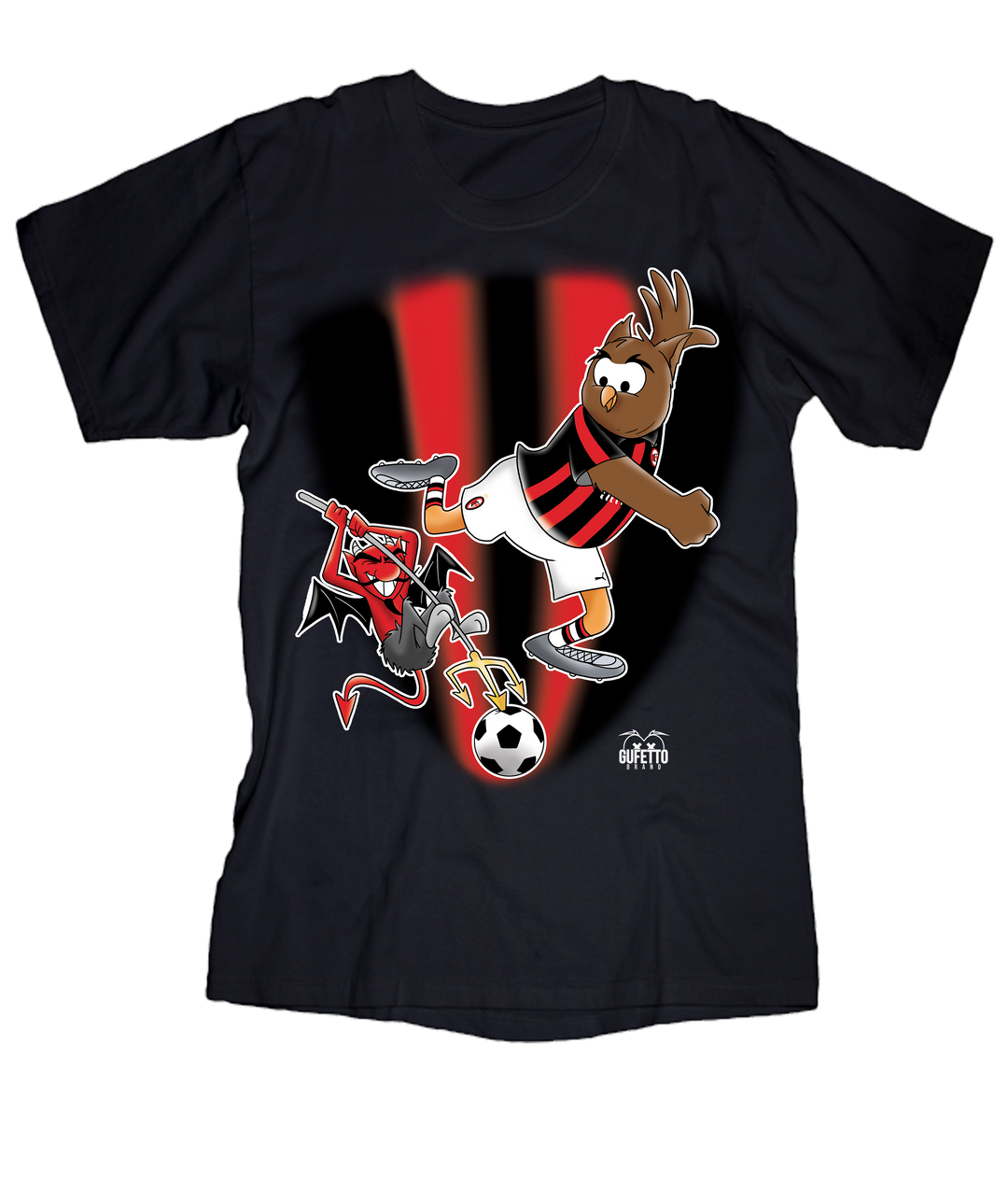 T-shirt Uomo Soccer Gufetto RossoNero - Gufetto Brand 