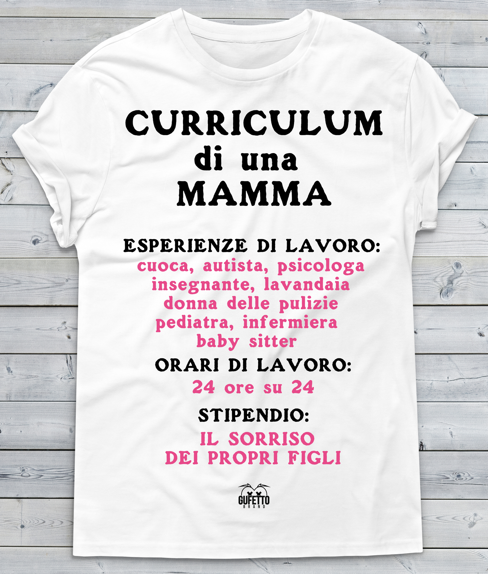 T-shirt Donna CURRICULUM DI UNA MAMMA - Gufetto Brand 