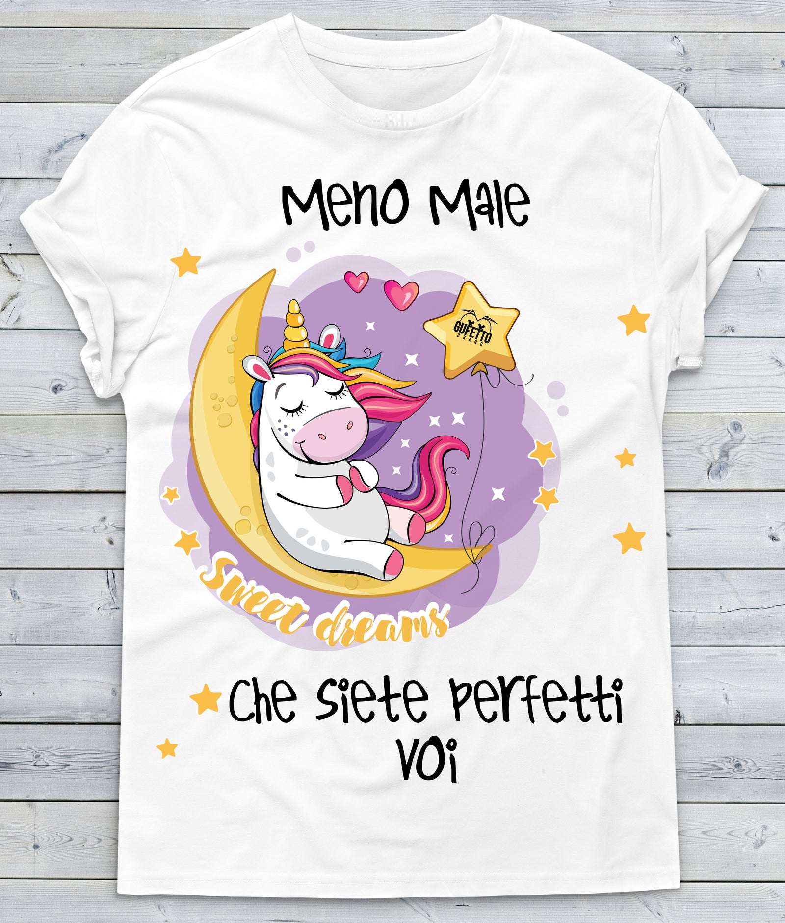 T-shirt Donna  Meno male ( H204 ) - Gufetto Brand 