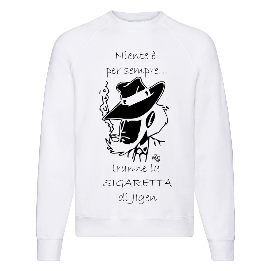 Felpa Classic Bianca Uomo Donna Niente è per sempre - Gufetto Brand 