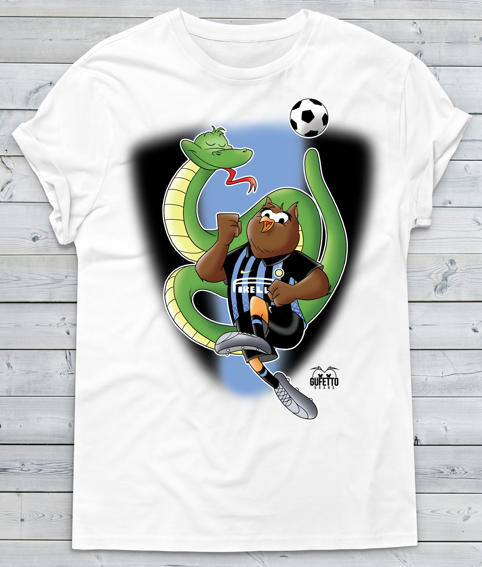 T-shirt Donna Soccer Gufetto NeroBlu - Gufetto Brand 