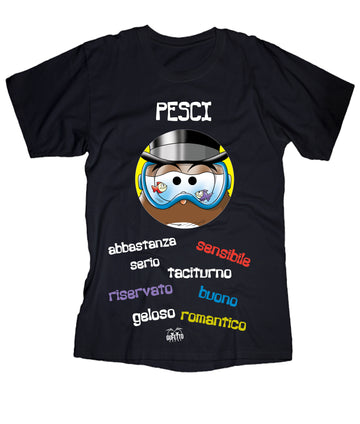 T-shirt Uomo Zodiac Gufetto Pesci ( K367 )