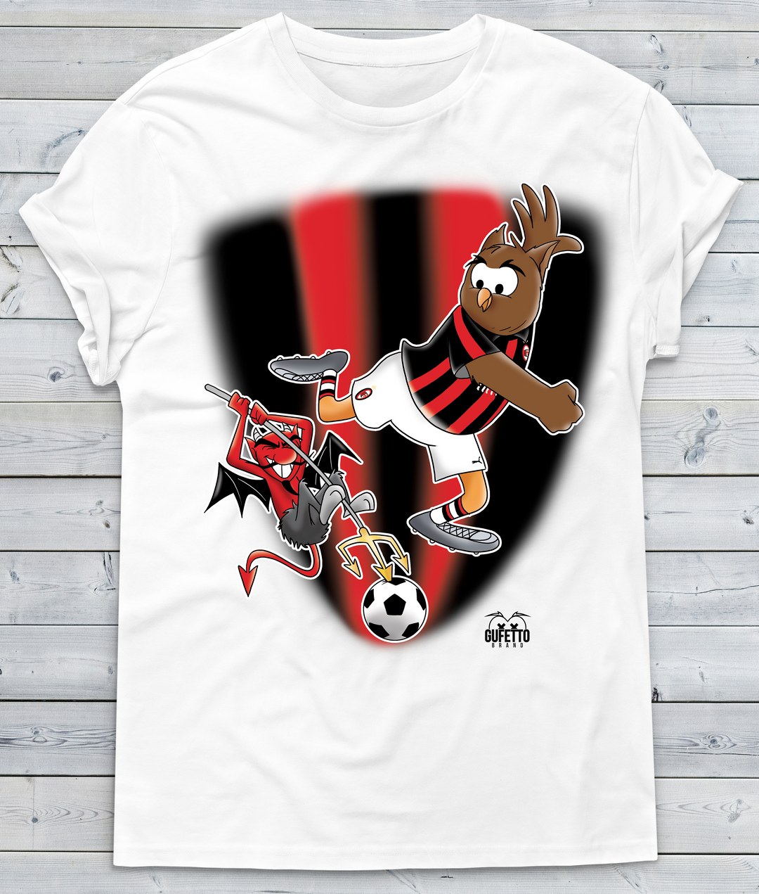 T-shirt Uomo Soccer Gufetto RossoNero - Gufetto Brand 