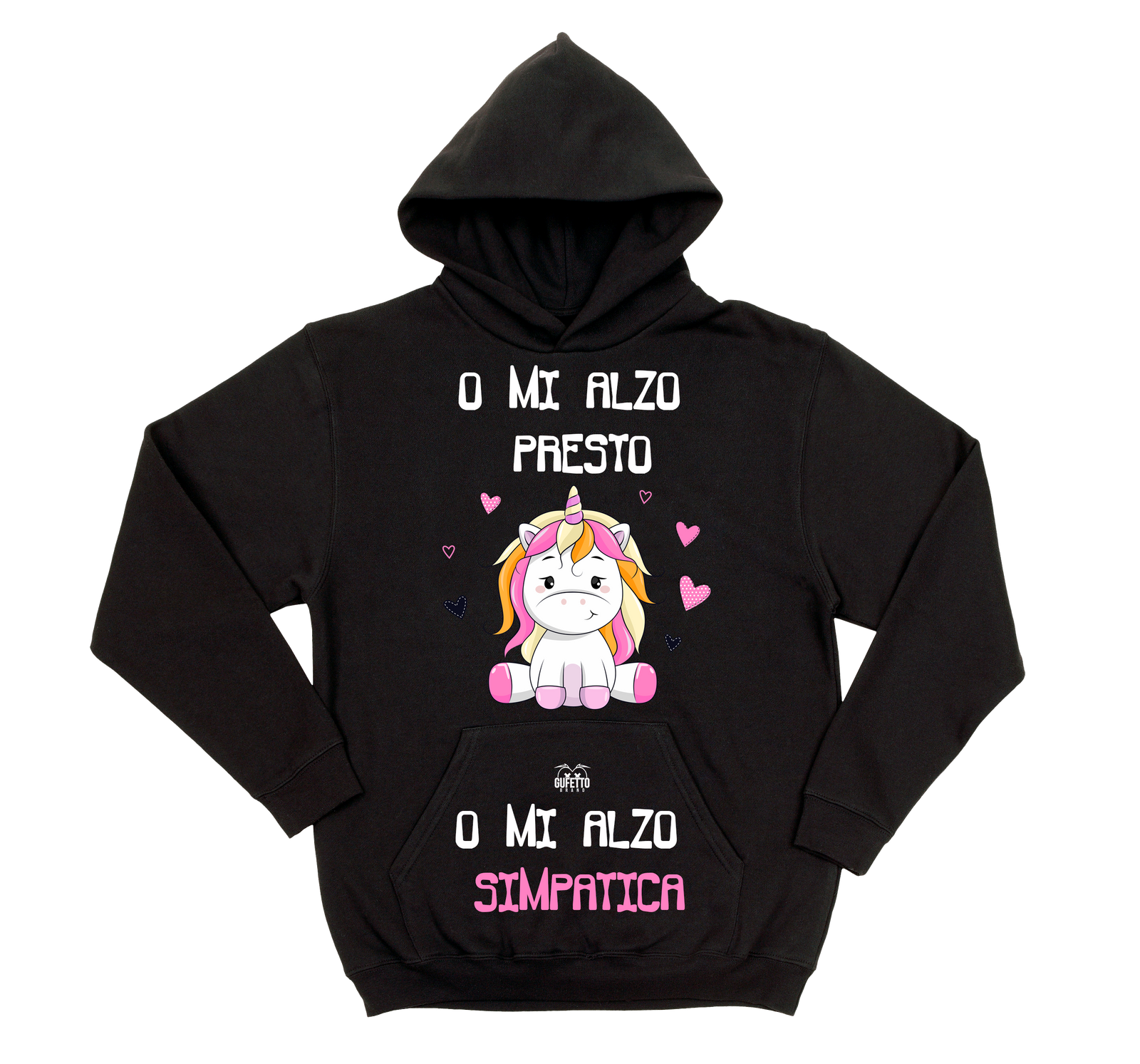 Felpa donna Mi alzo Unicorn - Gufetto Brand 
