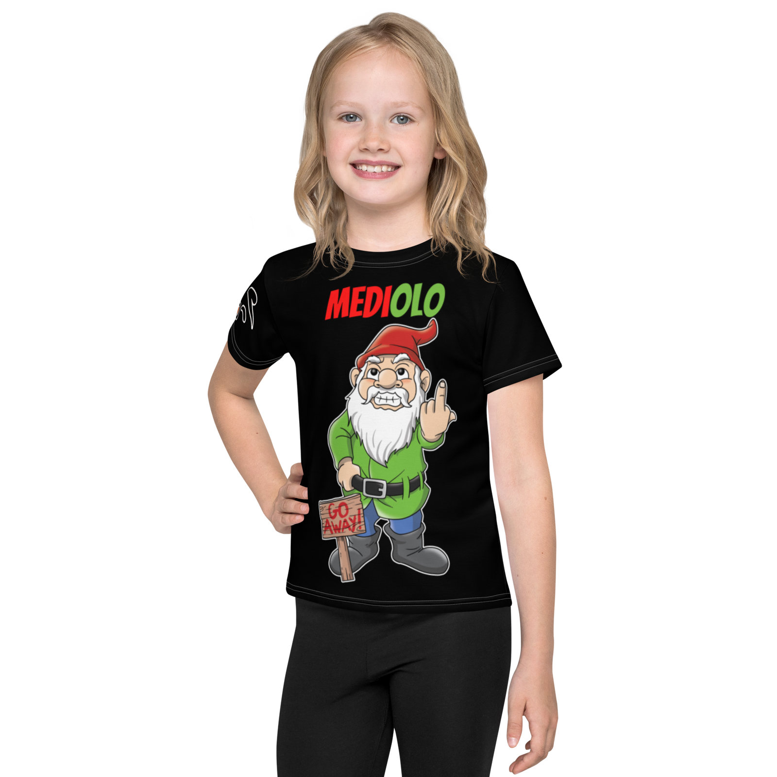 T-shirt girocollo per bambini Mediolo Nera - Gufetto Brand 