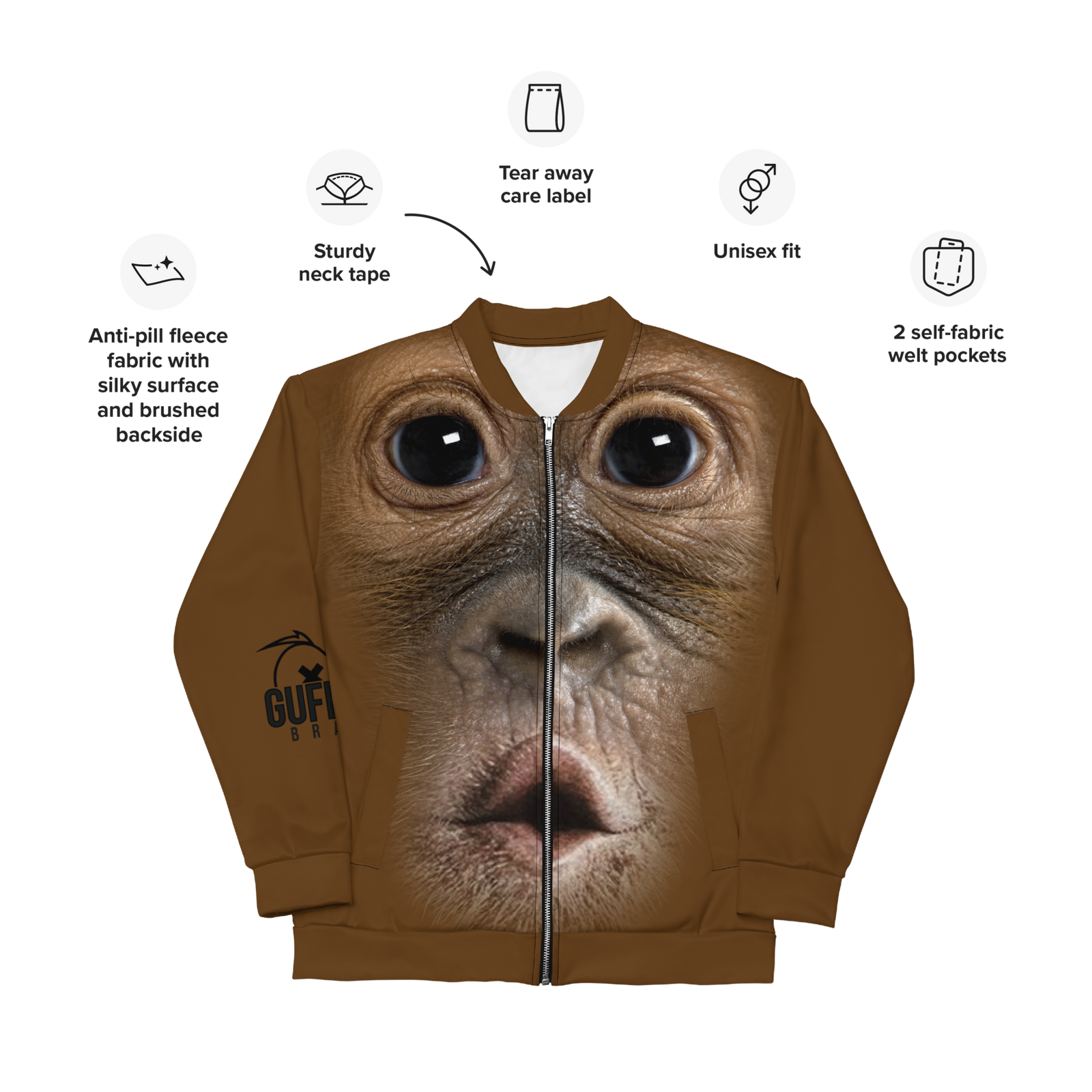 Bomber unisex Uomo/Donna Gorilla - Gufetto Brand 
