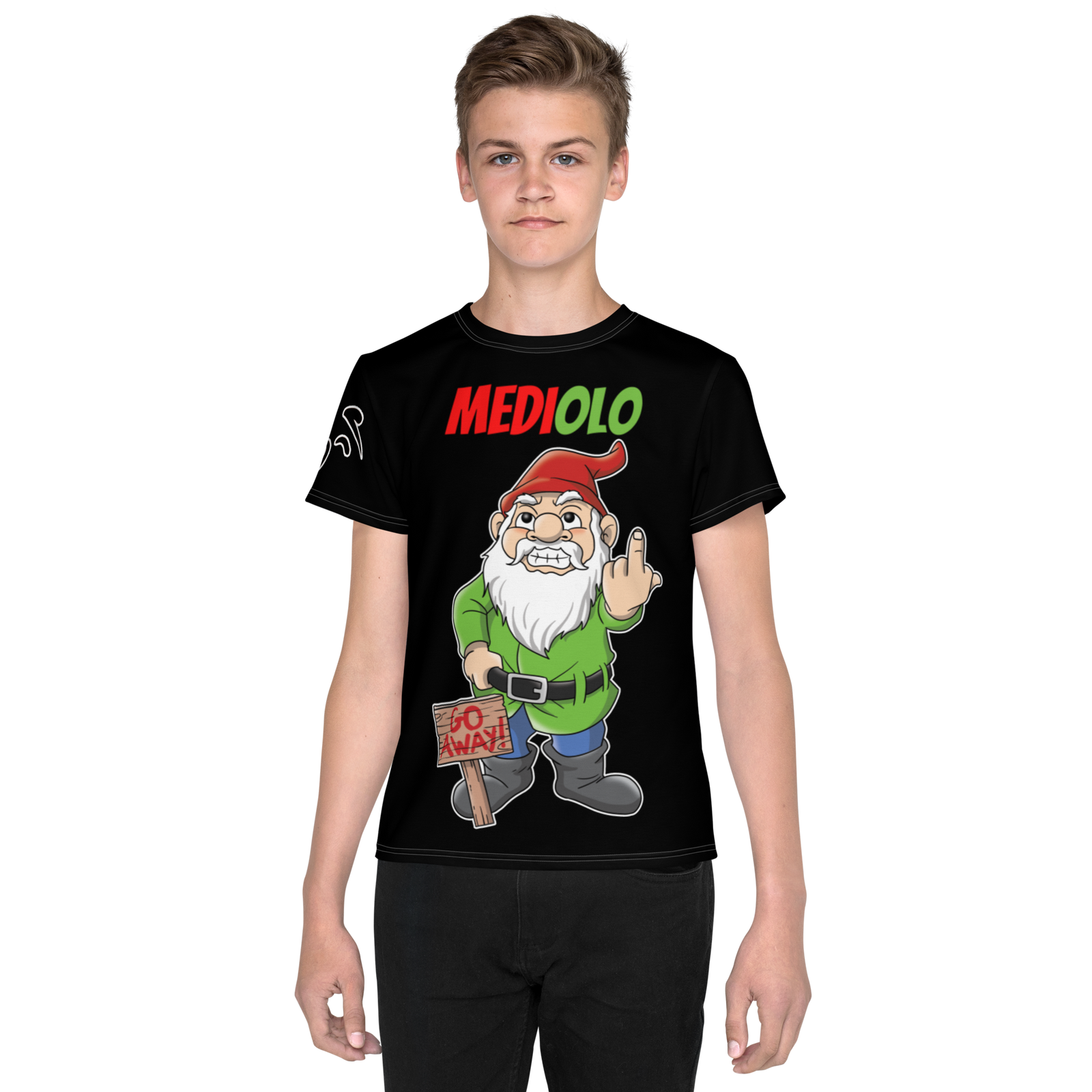 T-shirt girocollo per ragazzi Mediolo Nera - Gufetto Brand 