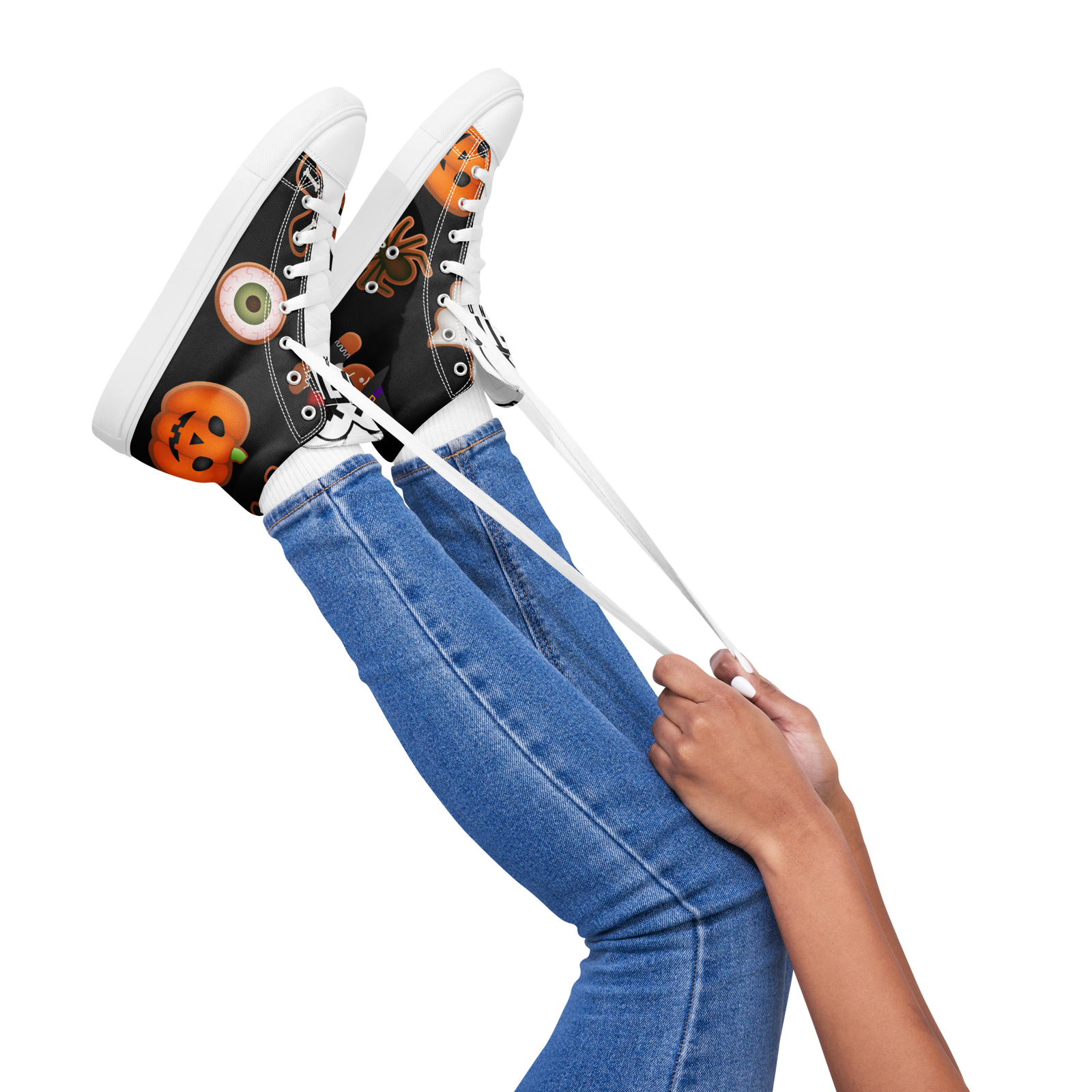 Sneakers alte in tela da donna HALLOWEEN BLACK EDITION - Gufetto Brand 